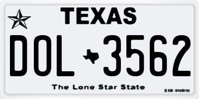 TX license plate DOL3562