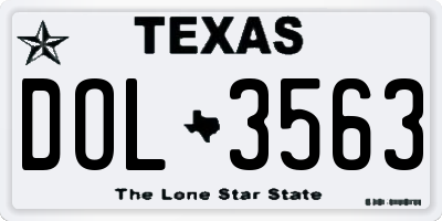 TX license plate DOL3563