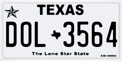 TX license plate DOL3564
