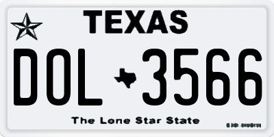 TX license plate DOL3566