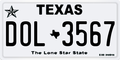 TX license plate DOL3567