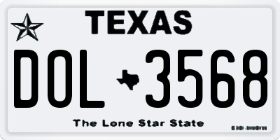 TX license plate DOL3568