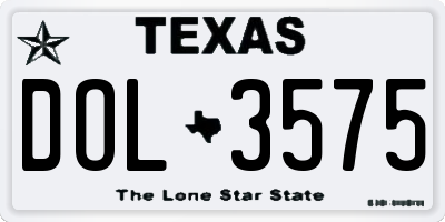 TX license plate DOL3575
