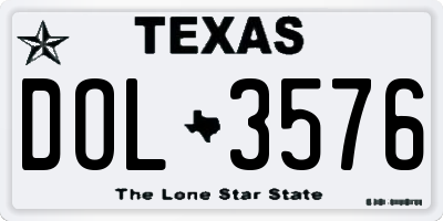 TX license plate DOL3576