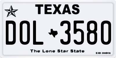 TX license plate DOL3580
