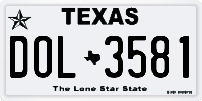 TX license plate DOL3581