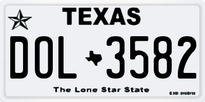 TX license plate DOL3582