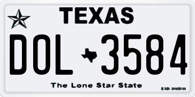 TX license plate DOL3584