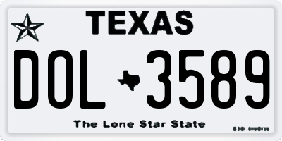 TX license plate DOL3589