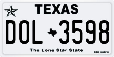 TX license plate DOL3598