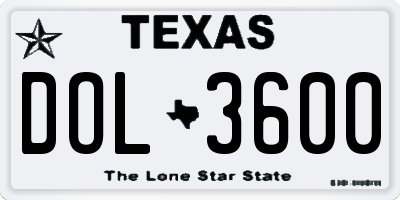 TX license plate DOL3600