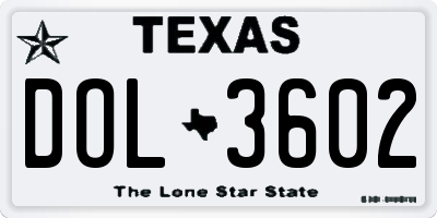 TX license plate DOL3602