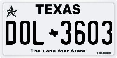 TX license plate DOL3603