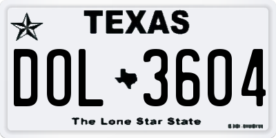 TX license plate DOL3604