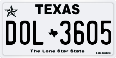TX license plate DOL3605