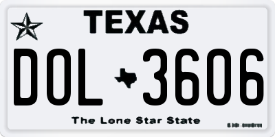 TX license plate DOL3606