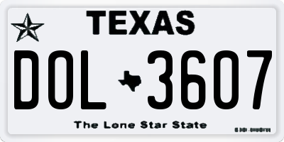 TX license plate DOL3607