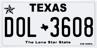 TX license plate DOL3608