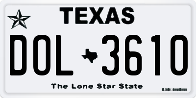 TX license plate DOL3610