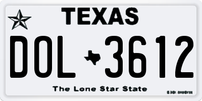 TX license plate DOL3612