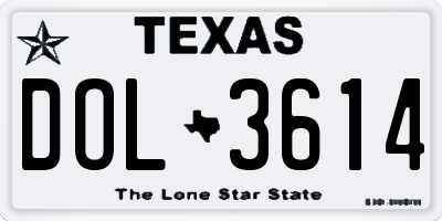 TX license plate DOL3614