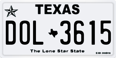 TX license plate DOL3615