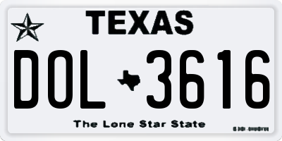 TX license plate DOL3616