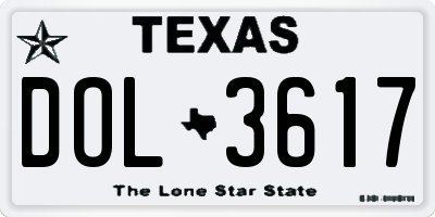 TX license plate DOL3617