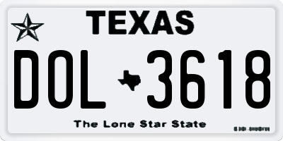 TX license plate DOL3618