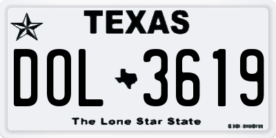 TX license plate DOL3619