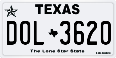 TX license plate DOL3620