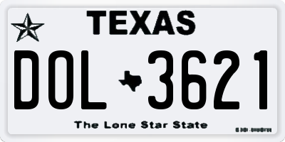 TX license plate DOL3621
