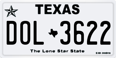 TX license plate DOL3622