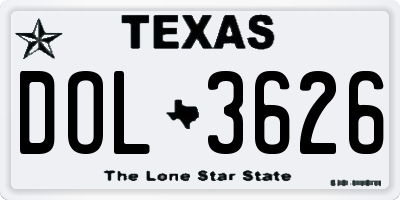 TX license plate DOL3626