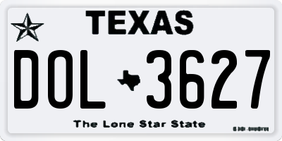 TX license plate DOL3627