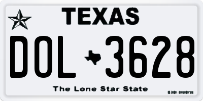 TX license plate DOL3628