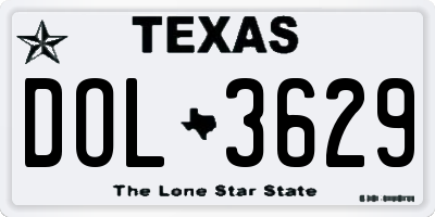 TX license plate DOL3629