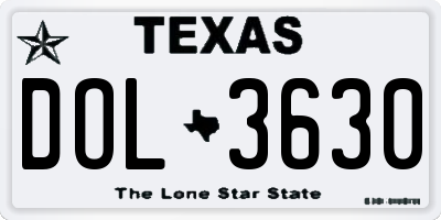 TX license plate DOL3630