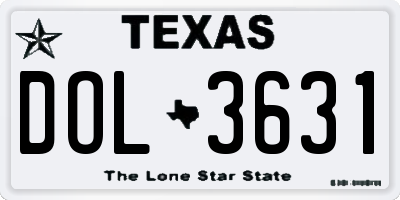 TX license plate DOL3631