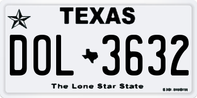 TX license plate DOL3632