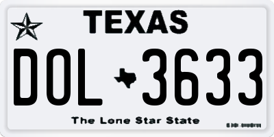 TX license plate DOL3633