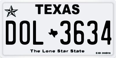TX license plate DOL3634