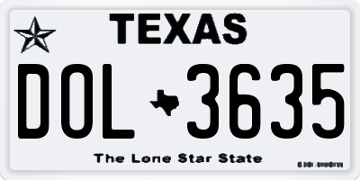 TX license plate DOL3635