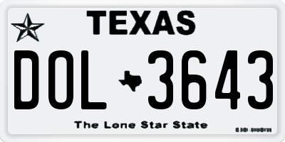TX license plate DOL3643