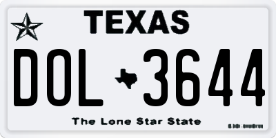 TX license plate DOL3644