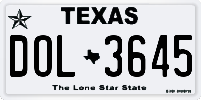 TX license plate DOL3645