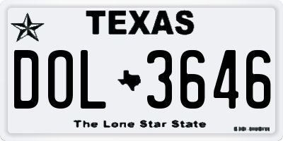 TX license plate DOL3646
