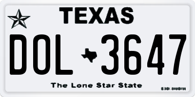 TX license plate DOL3647