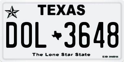 TX license plate DOL3648