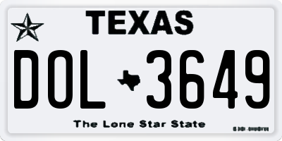 TX license plate DOL3649